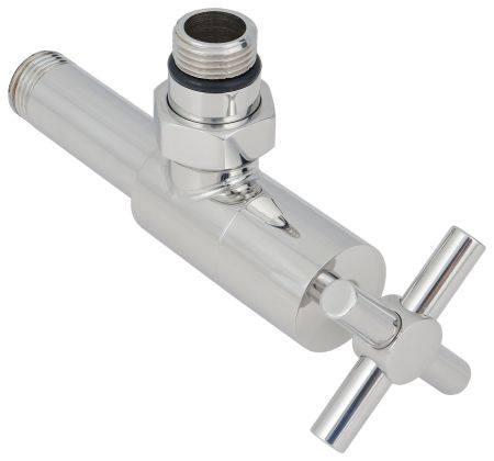 Вентиль, Сунержа, G 1/2" НР х G 1/2" НР, угловой, крест, для водяных полотенцесушителей, ширина,мм-60, глубина,мм-157, высота,мм-83, материал-нержавеющая сталь, цвет-шампань