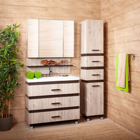 Зеркальный шкаф Бриклаер ТЕХАС 100 см, кантри/венге, артикул 4620750418854