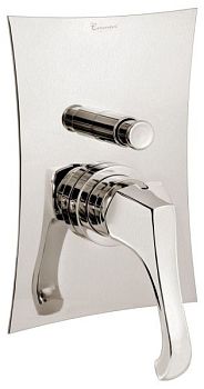 Emmevi Ares, встраиваемый в стену однорычажный смеситель для душа на 2 выхода, с кнопочным дивертером, цвет брашированный никель