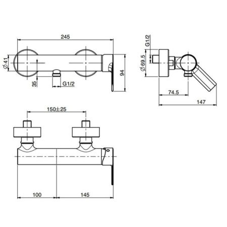 Fima Carlo Frattini Mast Смеситель для душа, настенный, без душевого комплекта, цвет: чёрный матовый