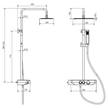 Система для душа наружного монтажа EXCELLENT Rain Krotos AREX.8080CR (хром), артикул AREX.8080CR