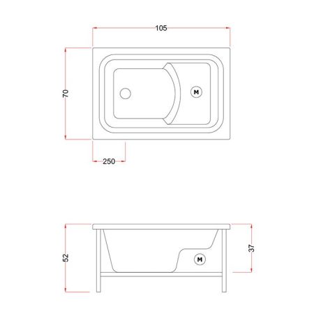 Gruppo Treesse Cristina Ванна прямоугольная 140x70xh56 см. (гидромассаж и аэромассаж с цифровой системой, системой дезинфекции и пультом дистанционног