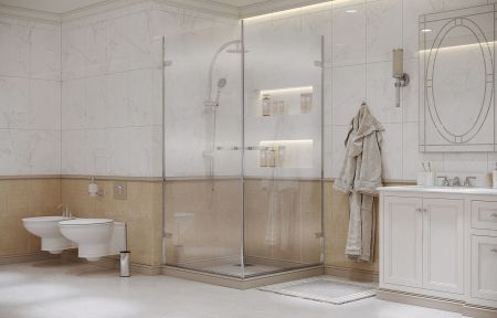 Душевой уголок Ambassador Abner 10011106-MA1, квадратный, точечный трап, 100х100, артикул 10011106-MA1