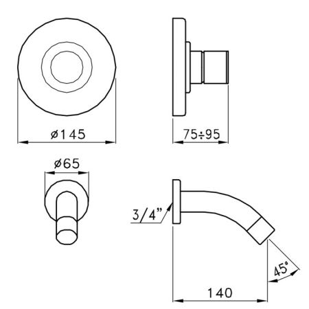 Stella Bamboo 3250MC P.V. Внешняя часть встраиваемого смесителя для раковины  цвет: хром, артикул BT 01412 CR00