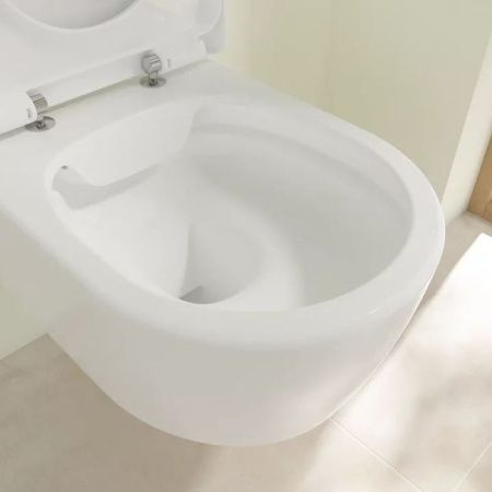 Унитаз, Villeroy&Boch, Avento, безободковый (с открытым смывным краем), тип установки-подвесной, ширина, мм-370, глубина, мм-530, высота, мм-310, форма чаши-овальная, выпуск-горизонтальный, материал-керамика, сиденье-в комплекте, цвет-альпийский белый, с  Унитаз, Villeroy&Boch, Avento, безободковый (с открытым смывным краем), тип установки-подвесной, ширина, мм-370, глубина, мм-530, высота, мм-310, форма чаши-овальная, выпуск-горизонтальный, материал-керамика, сиденье-в комплекте, цвет-альпийский белый, с