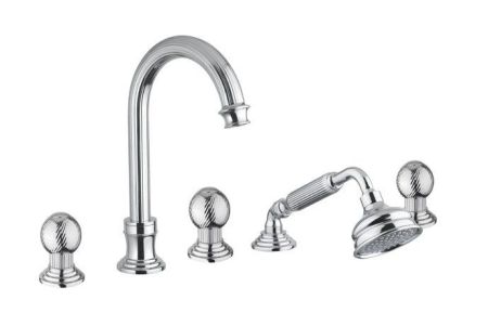 Смеситель на борт ванны с выдвижным душем и переключателем CEZARES OLIMP-BVD, артикул OLIMP-BVD-01-M