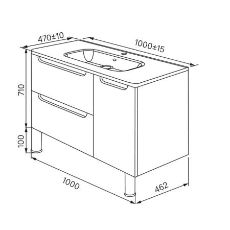 Тумба с раковиной Iddis  Edifice белая,  100 см (EDI10WFi95K), артикул EDI10WFi95K