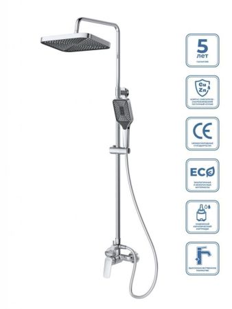 DUE Душевая стойка со смесителем, оружейная сталь DUE-DOCM-GM, артикул DUE-DOCM-GM