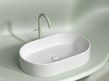 Умывальник чаша накладная овальная (цвет Белый Матовый) Элемент (Element) 608x385x122мм