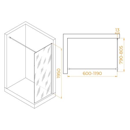 Душевая перегородка RGW WA-010B (Тонированное (Серое), 800), артикул 351001008-34