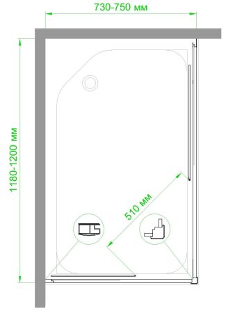 Душевой уголок RB HPD-T-BL 75х120х185 (прозрачное), артикул RB1275HPD-T-BL