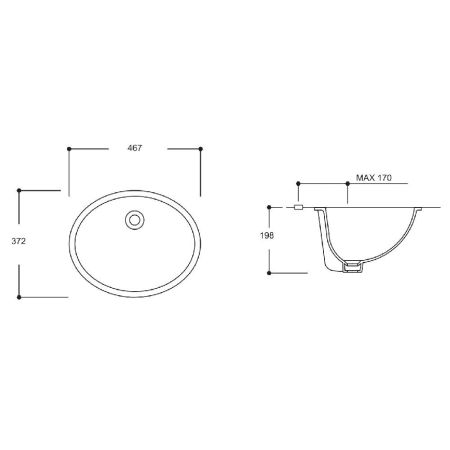 Умывальник GURAL Top 47х37 встраиваемый снизу, артикул TP01TAL00
