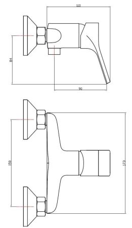 Смеситель Eiger для душа, с коротким изливом, без акс., артикул: EG 80, артикул EG 80 w/a