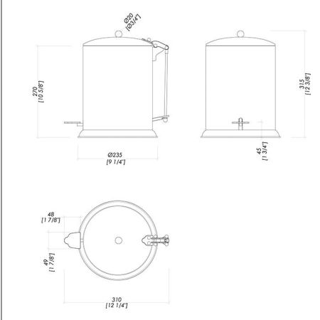 DEVON&DEVON WALTZ Ведро для мусора, с крышкой и педалью, цвет никель блестящий, артикул WLZ-160-NK