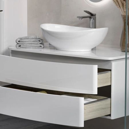 Тумба с раковиной подвесная Velvex Luna tp.LUN.100.2Y, 100 см, артикул tp-LUN-100-2Y-com