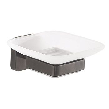 Gedy Tonga, настенная стеклянная мыльница, цвет оружейная сталь