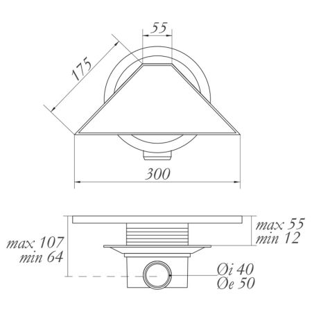 Трап душевой 300(52)х125 мм с гидрозатвором и декоративн. решеткой хром, артикул 24894