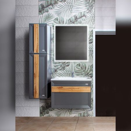 Тумба под раковину подвесная Бриклаер БЕРЛИН оникс серый, 70 см, артикул 4627125416149