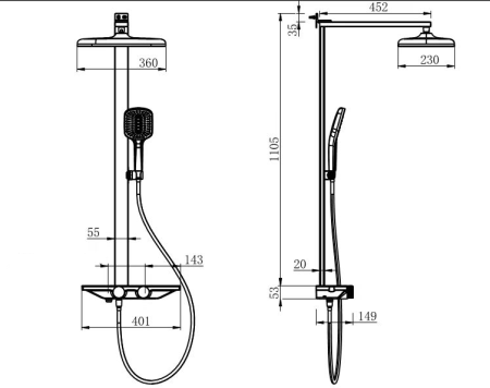 Душевая система Fmark FS45Q-03, графит, артикул FS45Q-03