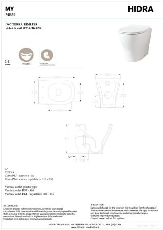 Hidra My, напольный безободковый унитаз c крепежом, 52x36 см, цвет белый глянцевый, артикул MR30/001