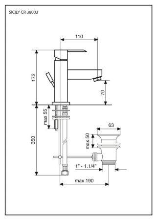 Emmevi Sicily, однорычажный смеситель для раковины с донным клапаном, цвет хром, артикул 38003/CR
