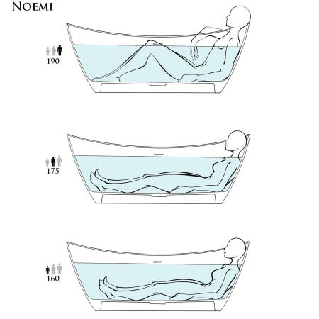 Salini NOEMI Ванна отдельностоящая 1700х750х690мм, донный клапан "Up&Down", сифон,  слив-перелив, мат-л: S-Stone, матовый, RAL9011Фурнитура: RAL9011, артикул 101722MRF RAL9011