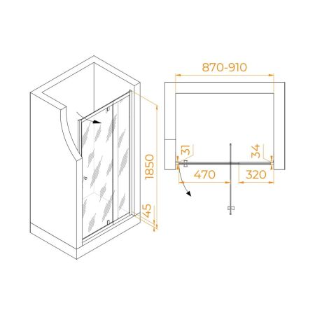 Душевая дверь RGW PA-02B NEW (Прозрачное, 900), артикул 41080209-14