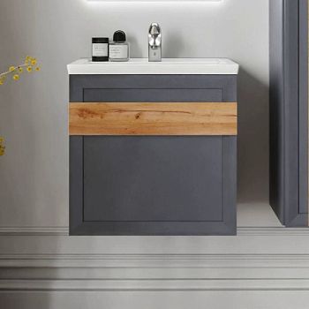 Тумба под раковину подвесная Бриклаер БЕРЛИН оникс серый, 60 см