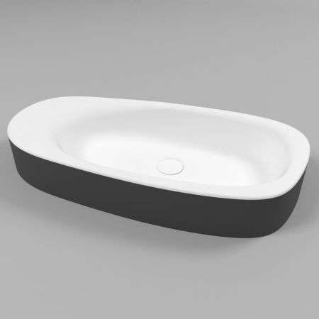 Умывальник WHITECROSS Moonstone F 70x35 (черный/белый мат) иск. камень, артикул 0732.070035.20100