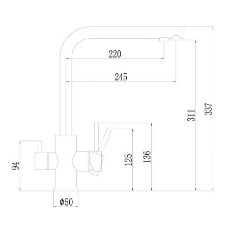 Смеситель для кухни с подключением к фильтру Fmark FS0962L, сатин