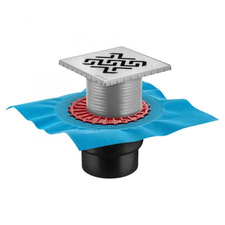 Трап BERGES водосток ZENTRUM Antik 150х150, бронза, выпуск D50/75/110 H74 вертикальный, артикул 094465