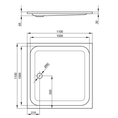 BETTE Душевой поддон 110х110см , ультраплосский 6,5 см d90см, цвет белый, артикул 8744-000