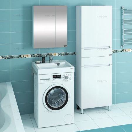 Раковина Санта Лидер 60 x 55 см, 900118 над стиральной машиной с кронштейнами, артикул 900118