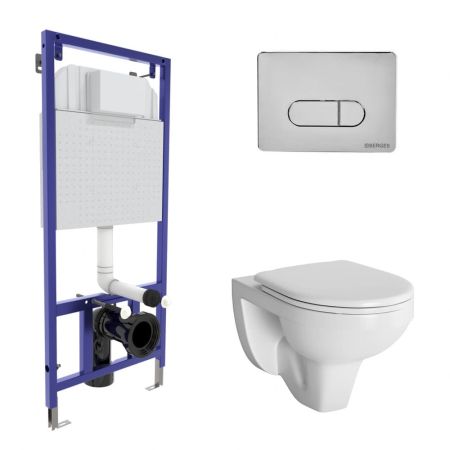 Комплект BERGES для монтажа подвесного унитаза GAMMA: инсталляция NOVUM525, кнопка D3, унитаз  с сиденьем Gamma микролифт, быстросъем, артикул 042417