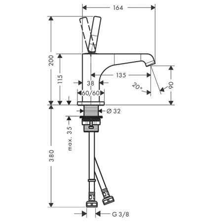 AX Citterio E Смеситель для раковины 90, цвет шлифованная бронза, артикул 36102140