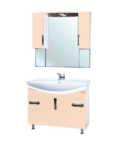 Зеркало со шкафом Bellezza Лагуна 105 4612118000078 с подсветкой Бежевое Белое, артикул 4612118000078