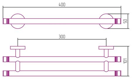 Полотенцедержатель, Сунержа, КАНЬОН, двойной, ширина, мм-400, глубина, мм-101, высота, мм-50, тип установки-настенный, материал-нержавеющая сталь, цвет-золото, артикул 03-3002-0400