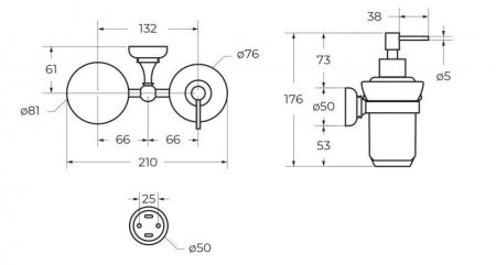Стакан и диспенсер подвесные CEZARES APHRODITE-TDTS, артикул APHRODITE-TDTS-02