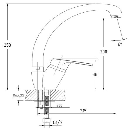 Смеситель для кухни GranFest Z-3323, нержавейка