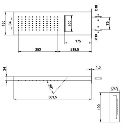 Bongio Soffioni Верхний душ 500х160 мм,, цвет черный матовый, артикул 889NE02PR