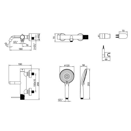Смеситель Lemark Karelia для ванны (LMF-2022S-BRRG), артикул LMF-2022S-BRRG