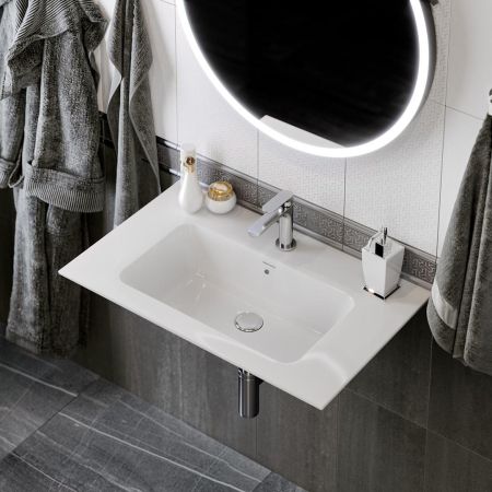 Раковина PIANO подвесная/мебельная 75, белая глянцевая, артикул PI.wb.75