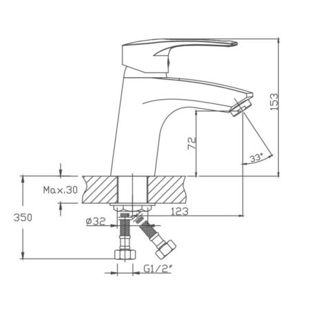 Смеситель для раковины Cron CN1066, хром