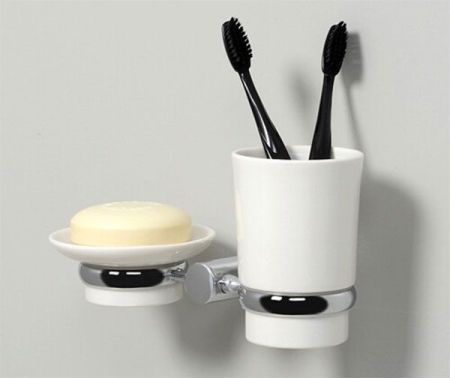 Стакан для зубных щеток с мыльницей WasserKRAFT K-28226 Хром Белый