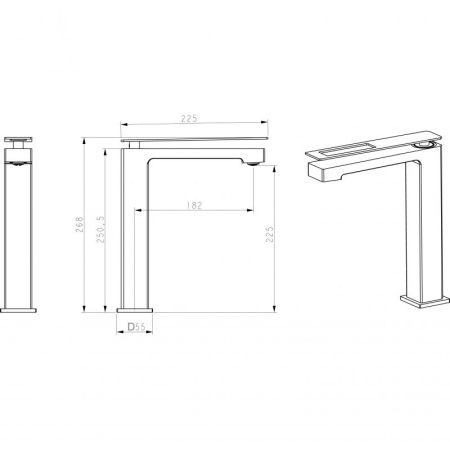 Смеситель Q для умыв. выс. ChromeBlack_Комплект, артикул 142-CRB