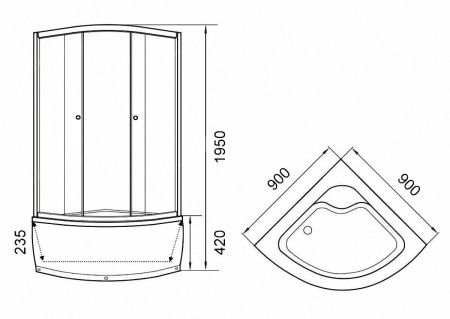 Уголок ZF90 душевой PARLY с поддоном