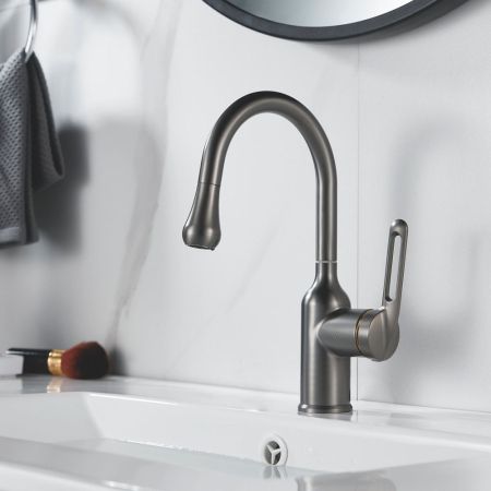 Смеситель для раковины Raffine F101T, оружейная сталь, артикул F101T