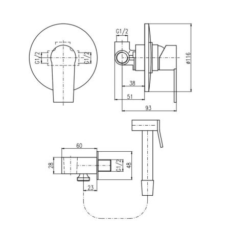 Гигиенический душ со смесителем Rav Slezak COLORADO CO242, хром, артикул CO242