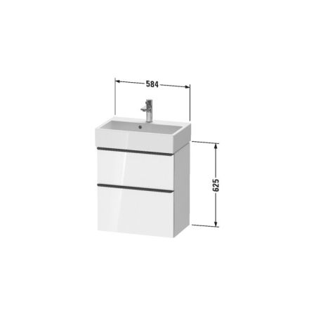 Duravit D-Neo Тумбочка подвесная компакт 584x372хh625 мм, 1 ящик, цвет: белый высокоглянцевый, артикул DE432902222
