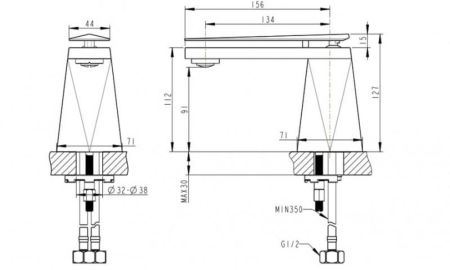 Смеситель для раковины Bravat DIAMOND F118102C-1-ENG, хром